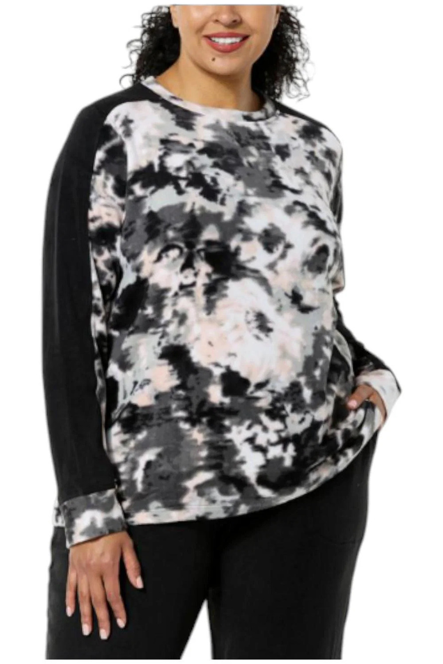 Comfort Code Women's Lounge Top Black Washed Floral - Regular